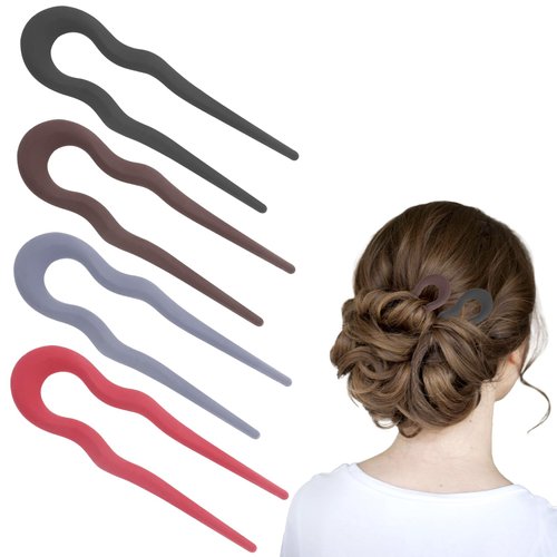 4 Pcs U Shaped Hair Fork French Hair Forks Hair Clips Vintage Hairstyle Accessories for Women Lon...