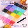 24000Pcs Resin Jelly Rhinestones with Tweezers for Crafting, Mixed-Color 3mm Flatback Gems, Bedazzling Crystal with 3Pcs 10ml B7000 Jewelry Glue for DIY Crafts Clothing Tumblers Shoes Nail Art