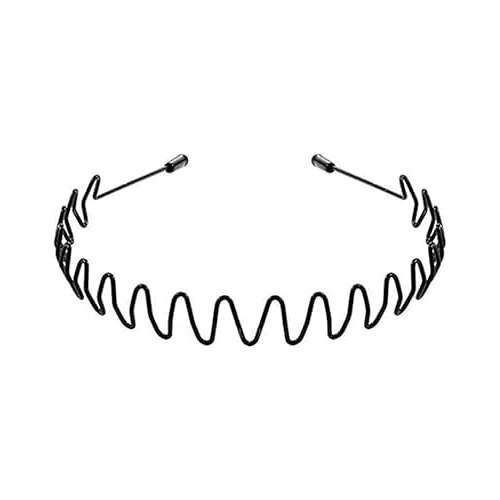 BWESOO Black Men Fashion Metal Wavy Headband Reusable Hair Band Hoop Party Hairpins Headwear Hair Accessories Deft Fashion Headbands Simple Elastic Non Slip Head Band Headwear