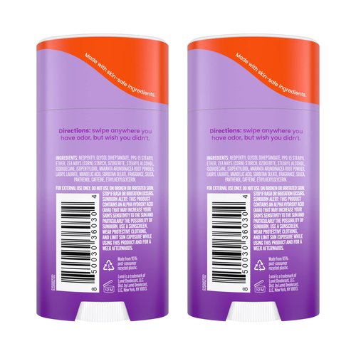 Lume Whole Body Deodorant - Smooth Solid Stick - 72 Hour Odor Control - Aluminum Free, Baking Soda Free and Skin Safe - 2.6 Ounce (Pack of 2) (Lavender Sage)