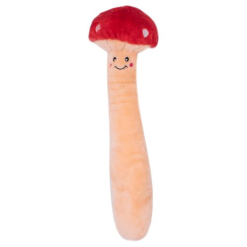 ZippyPaws Jigglerz Plush Dog Toy with Squeaker, Stuffed Toy for Tough Play, Mushroom