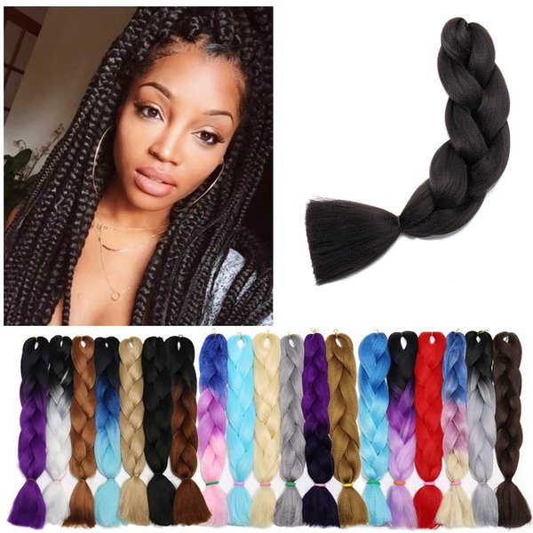 Benehair Black Braiding Hair 1 Bundle 24inch Jumbo Braiding Hair Extensions High Temperature Synthetic Braid Hair Braiding Hair Pre Stretched Braid Extensions