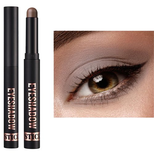 Neutral Eyeshadow Stick, Shimmer Cream Single Eyeshadow Pencil Makeup, High Pigmented Crease-proof Eye Shadow Brightener Stick, Hypoallergenic Waterproof Long Lasting Eye Highlighter Stick (21#)