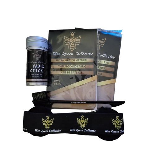 Thee Queen Collective Melt Band for Lace Wigs with Ear Protection 4 Wig Caps Edge Brush Wax Stick 4 pcs Flawless Install Wig Band Elastic Band Lace Melting Band