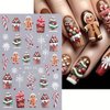Christmas Nail Stickers for Nail Art, Santa Claus Tree Christmas Nail Art Stickers 4PCS 5D Embossed Snowflake Gingerbread Man Penguin Cake Xmas Nail Decals Manicure Supplies for Nail Art Decorations ﻿