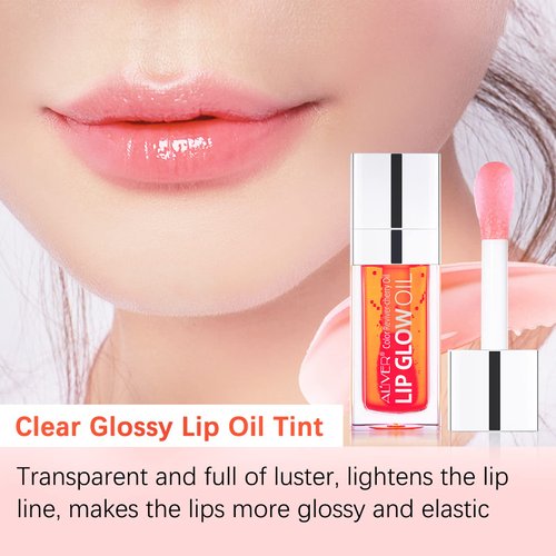 Lip Oil,Lip Glow Oil,Plumping Lip Oil Tinted,Hydrating Gloss Tinted Lip Balm,Long Lasting Nourishing Non-sticky Fresh Texture for Color Reviver (Coral)