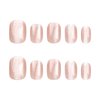 Press on Nails Short Square Fake Nails with Cat Eyes Designs Glitter Glue on Nails Glossy False Nails Press ons Acrylic Stick on Nails for Women 24 Pcs