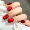 24Pcs Christmas Press on Nails Short Red Press on Christmas Nails Square Shape Acrylic Full Cover Glossy Glitter Cat-Eyes Stick on Nails for Women Holiday Cute Fake Nails Glue on Nails for Nail Art