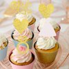24 PCS Bride to Be Cupcake Toppers with Glitter Heart Ring Dress Bridal Shower Cupcake Picks Decorations for Wedding Engagement Bachelorette Party Supplies Gold