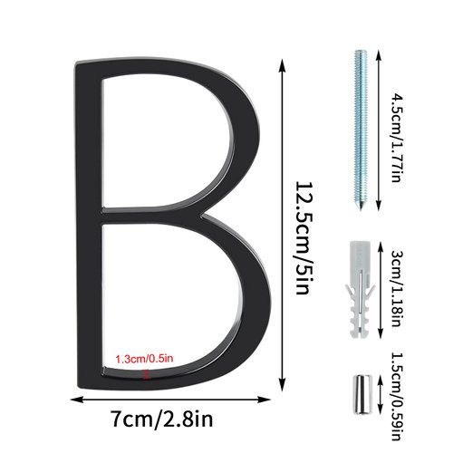 Covanm Floating House Letter B Black Floating Mount 5 Inch Modern House Letters B