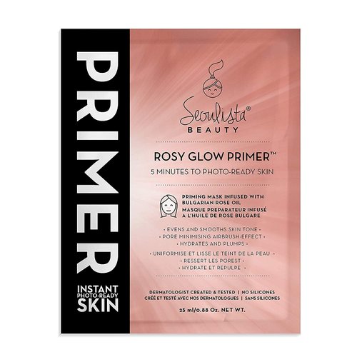 Seoulista Beauty Rosy Glow Primer 25ml | Skin Preparation Face Mask | Dermatologist Created Korean Skin Care | Makeup Priming Mask Infused with Bulgarian Rose Oil | Soothe Hydrate and Plump Dry Skin