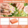 120 Sets Disposable Manicure Kit Basics 3 Pieces Nail Kit, White Wood Nail File 180/180 Grit, Orange Mini Buffer 100/180 Grit, Individually Packed Mini Pedicure Set for Fingernails Toenails Nail Salon