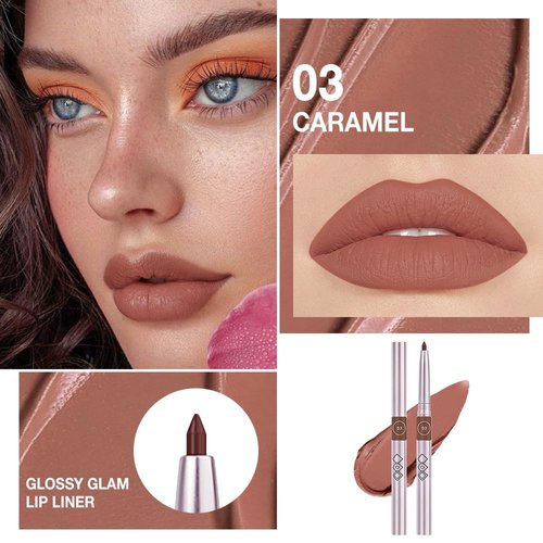 lip liner pencils, Modern Classic Lip Liner, Lip Liner Pigmented Vegan Matte, Lasting Finish Lip Liner, Luxurious Creamy Long Lasting Lip Liner, Prevents Feathering and Fading (03#Red Brown, 1)
