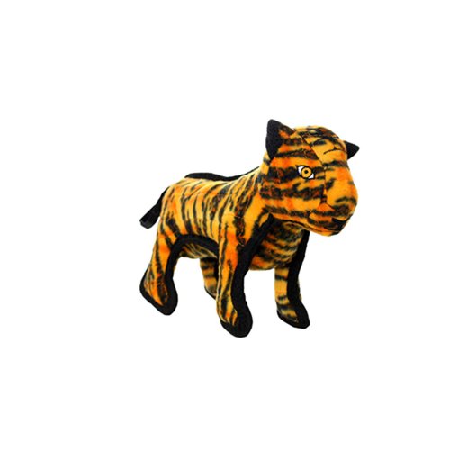 TUFFY - World's Tuffest Soft Dog Toy - Zoo Junior Tiger - Multiple Layers. Made Durable, Strong & Tough. Interactive Play (Tug, Toss & Fetch). Machine Washable & Floats.