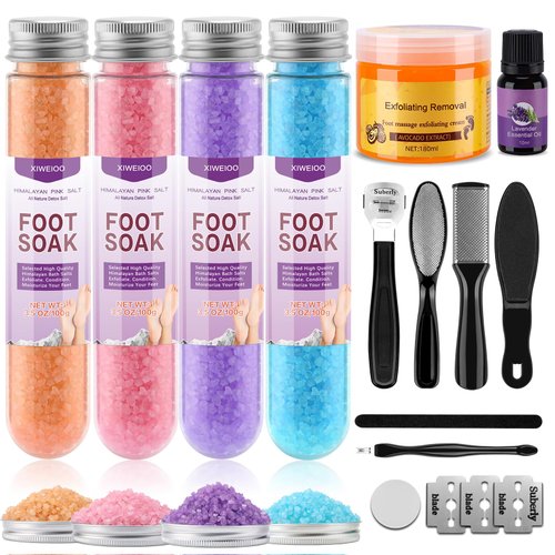XIWEIOO FOOT SOAK SALT Himalayan Pink Salt with Lavender, Rose, Orange Fragrance, Oil Essential Oil & Sea Saltsfor Plantar Fasciitis Relief, Relaxation Gifts for Foot Pain Bath Salts for Women