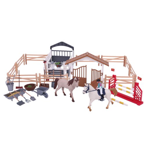Horse Toys, Horse Stable Playset, Horse Figurine with Rider Pretend Play Toys Animal Toys Set for Boys and Girls 3+ Birthday Gifts