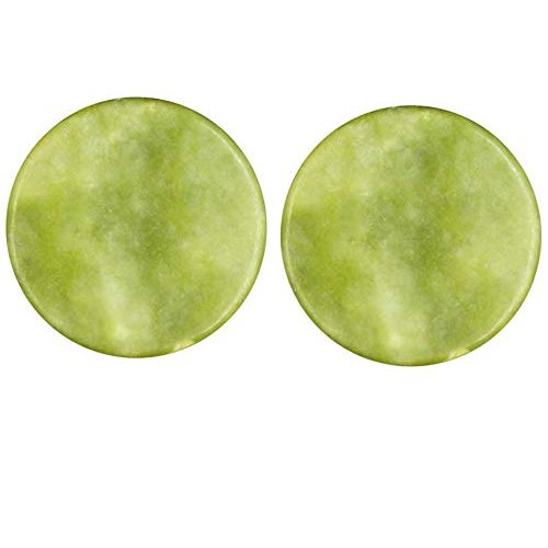 LASSUM 2 Pieces Round Jade Stone Eye Lashes Adhesive Glue Pallet Holder for Eyelash Extensions,2 Inch