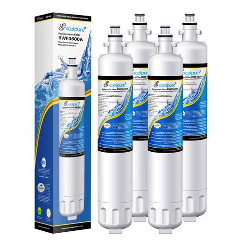 EXCELPURE RPWF Replacement for GE RPWF (Not RPWFE), RWF1063, RWF3600A, WSG-4, DWF-36, R-3600, MPF15350, OPFG3-RF300, BCF77, Refrigerator Water Filter, 4PACK
