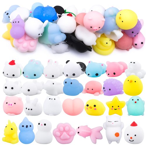 36Pcs Squishy Toys for Kids, Mini Stress Relief Toys for Party Favors, Mochi Toys for Kids, Classroom Prizes, Birthday Gift, Easter Party Goodie Bag Fillers