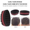 Magic Curl Sponge Set for Barber Hair Styling: Afro Twist Hair Brush, Metal Pick Comb, and Styling Combs (Black-A)