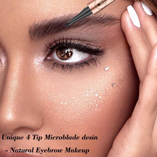 Kaemgyyd 2024 New Microblading Eyebrow Pen, 3D Waterproof Long-Lasting Magic Eyebrow Pencil, 4-Tip Natural Long-Lasting Fine Stroke Eyebrow Pencil for Women (Black)