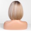 HAIRCUBE Bob Wig Short Ombre Blonde Wig with Bangs,Shoulder Length Synthetic Wigs for Women,Highlight Wigs for Daily Use
