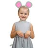 Skeleteen Mouse Costume Accessory Set - Grey and Pink Ears Headband, Bow Tie and Tail Accessories Set for Rat Costume for Toddlers and Kids