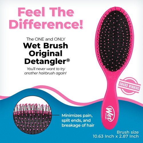 Wet Brush Original Detangler Hair Brush Exclusive Ultrasoft IntelliFlex Bristles Glide Through Tangles With Ease For All Hair Types For Women, Men, Wet And Dry Hair, 5 Oz, Punchy Pink, 1 Count