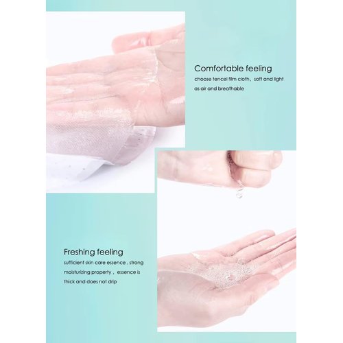 BINGJU Hyaluronic Acid Face Mask – 10 Masks with Aloe & Seaweed Extracts, Face Mask for Anti-Aging, Soothing & Deep Moisturization, Korean Skin Care, For All Skin Types (25g)
