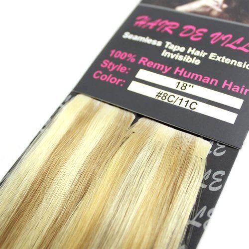 Invisible Tape In Seamless Remy Human Hair Extensions 20 Pcs X 18" inches (#60A Lightest Ash Blonde)