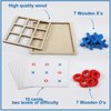Seenelling Jumbo Wooden Tic Tac Toe Game Dementia Activities for Alzheimers Seniors with Matching and Puzzle Templates XO Chess Board Game for Elderly Engaging Table Decor(Blue, Red)