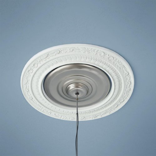 Renovators Supply Manufacturing Recessed Lighting Trim 10 in. Round White Polyurethane Ornate Recessed Ceiling Light Trims Pack of 5