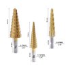Aleric Step Drill Bit Set - Titanium Coated, High Speed Steel Drill Cone Bits for Sheet Metal Hole Drilling Cutting, HSS Multi Size Hole Stepped Up Unibit for DIY Lovers,3pcs