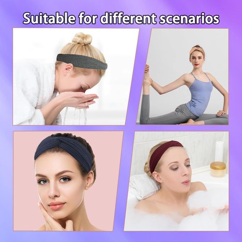 AUONLY 8-Pack Women's Elastic Headbands, Girls Criss Cross Turban, Yoga Workout Vintage Hair Accessories, Headbands for Women Twist Knotted Head, Plain Headwrap， Boho Hairband,8 Colors