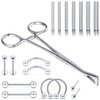 Vsnnsns Triangle Slotted Locking Forceps Piercing Clamps Tools with 10G 12G 13G 14G 16G 18G 20G Piercing Needles for Eyebrow Ear Lip Navel Tongue Nose Septum Piercing Rings 25Pcs