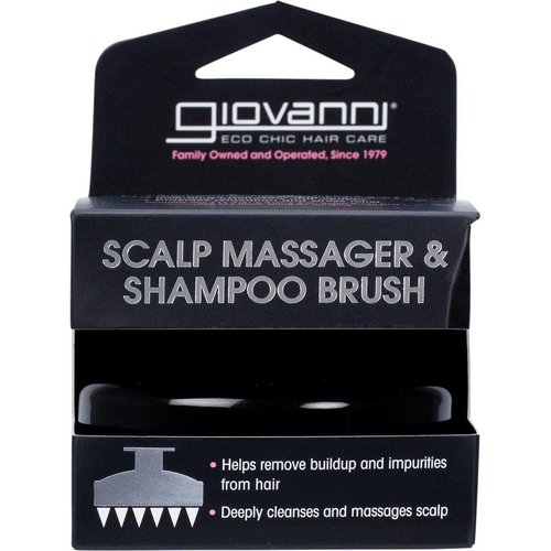 GIOVANNI Scalp Massager & Shampoo Brush - Scalp Brush, Hair Massager, Shampoo Massager Brush Scalp Scrubber, Head Scrubber for Washing Hair, for All Hair Types - Black Handle, Silicone Teeth