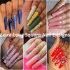 240pc XL Clear Square Acrylic Nail Art Tips Full Cover Extra Long Square Curve Fake Nails 10 Size with Case for Gel Nail Extension Fingernails Designs (XL Square)