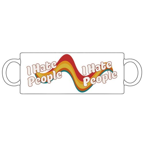 I Hate People Retro Funny Coffee Mug, Sarcastic Gag Gift for Introvert Women Men Friend Sister Brother Coworker, Sassy Fun Mugs (11oz)