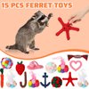 Sotiff 15 Pcs Ferret Toys Include 8 Ferret Rope Chew Toys and 7 Ferret Ball with Bell Toys for Guinea Pigs, Ferret Cage Accessories Durable Knotted Rope Tug Colorful Pompom Ball Toy Gift for Christmas