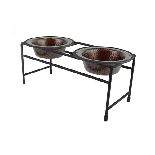 Platinum Pets Modern Double Diner Feeder with Stainless Steel Dog Bowls, Small, Copper Vein