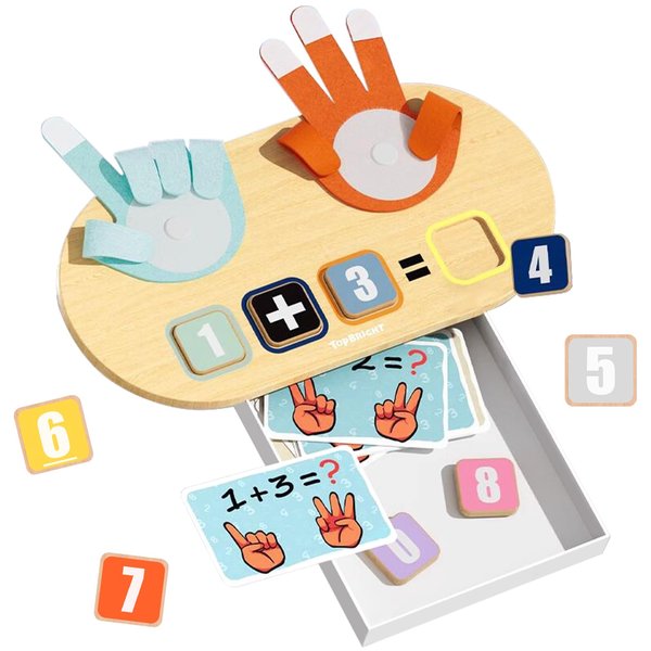 TOP BRIGHT Finger Number Math Toy, Montessori Math Counting Toys for Toddlers, Number Blocks Toys for 2 3 4 Year Old Girls Boys Gift