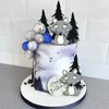 23 PCS Wolf Cake Topper Black Tree Cake Decoration with Soft Clay Wolf for Baby Shower Wolf Themed Wedding Birthday Party Supplies
