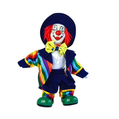 Maxyoung 6 Inch Porcelain Clown Doll with Tie, Bow Tie, Cute Gothic Halloween Clown with Hat, Colorful Decorations, Decor Piece Perfect Christmas Home Decoration, Ideal Gift for Kids/Children/Adults