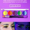 VENYSIS 10 Colors Water Activated Eyeliner Palette,Water Activated Eyeliner,Neon Pigment Self Glowing Palette,Costume Halloween and Club Makeup Art Paint (01)