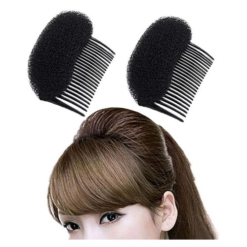 2Pcs Women Sponge Volume Bump Inserts Hair Bases Charming Bump It Up Volume Inserts Hair Comb Sponge Bun Hair Pad Accessories Hair Bun Maker Do Beehive Hair Styler Tool(Black)