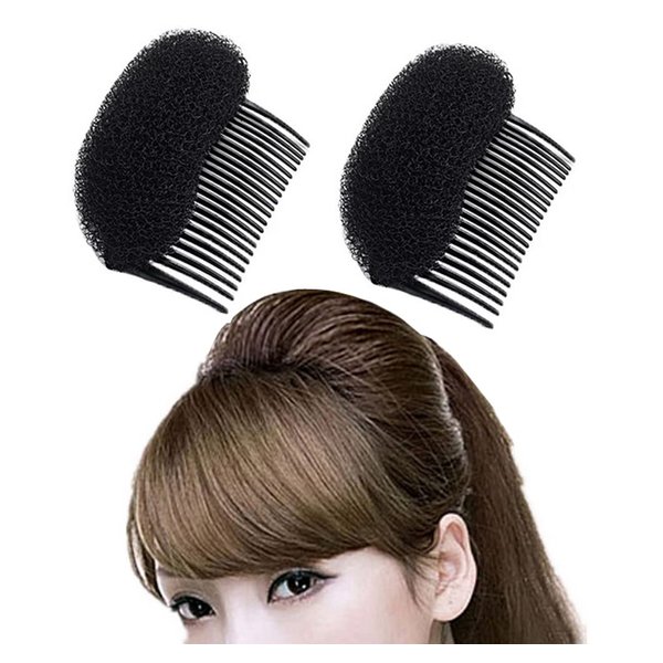 2Pcs Women Sponge Volume Bump Inserts Hair Bases Charming Bump It Up Volume Inserts Hair Comb Sponge Bun Hair Pad Accessories Hair Bun Maker Do Beehive Hair Styler Tool(Black)