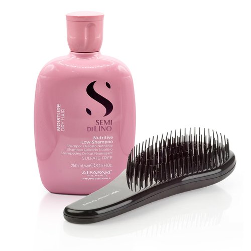 Alfaparf Moisturizer Nutritive Shampoo Bundle with Beauty Nation Hair Brush Massager, Sulfate Free Shampoo, Hair Moisturizer for Dry Hair, Moisturizing Shampoo, 250ML