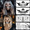 8Pcs Skeleton Face Tattoo Halloween Accessories，Halloween Tattoos Ghost Face Temporary Tattoo,Halloween Make Up Halloween Face Tattoos Stickers Zombie Makeup Kit (A-8 skeleton face tattoo)