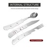 elabo 3-in-1 Camping Utensils - Portable Stainless-Steel Spoon, Fork and Knife - Travel Cutlery Set