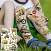 56+ PCS Construction Cars Temporary Tattoos For Kids Boys Girls, Groovy Flash Silver Metallic Fake Tattoo Sticker Child, Cartoon Engineering Vehicle Fire Engine Bulldozer Excavator Tattoo Party Supply